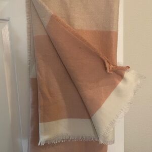 Peach and Cream Fringed Scarf/Throw/Wrap
Lauren Conrad
Acrylic polyester 
New